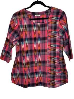 Marketplace Handiwork of India Cotton Embroided Blouse Medium Natural Lagenlook
